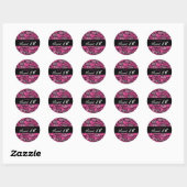 Roze dierenpatroon harten Sweet 16 sticker (Vel)