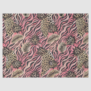 Roze Dierenprint Fusion - Naadloos patroon Tissuepapier