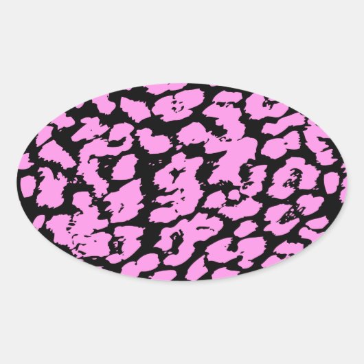 Roze dierenspots ovale sticker (Voorkant)