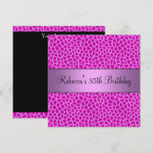 Roze dierlijke afdruk 35th Elegant Birthday Party Kaart (Voorkant / Achterkant)