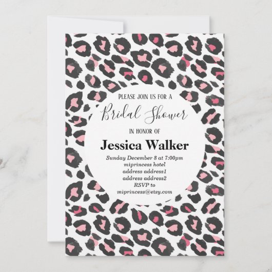 roze dierlijke afdruk, luipaard, cheetah vrijgezel kaart (Voorkant)