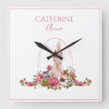 Roze dierlijke Bunny Floral Girly Name