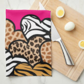 Roze dierlijke drukharten voor meisjes met een naa theedoek (Quarter Fold)