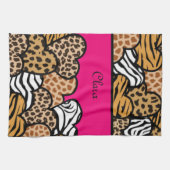 Roze dierlijke drukharten voor meisjes met een naa theedoek (Horizontaal)