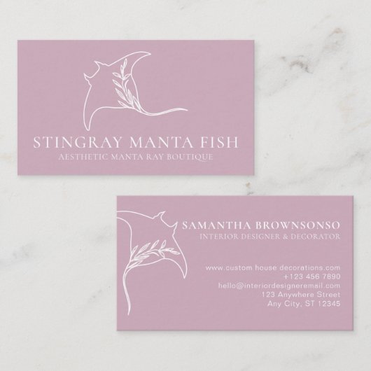 roze Dierlijke Vis manta straal stingray Visitekaartje (Voorkant / Achterkant)