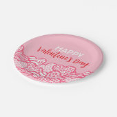 Roze Dierprint Hart Valentijnsdag Feestje Papieren Bordje (Gekanteld)