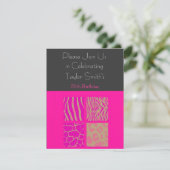 Roze dierprint verjaardagsuitnodiging kaart (Staand voorkant)