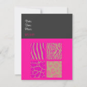 Roze dierprint verjaardagsuitnodiging kaart (Achterkant)