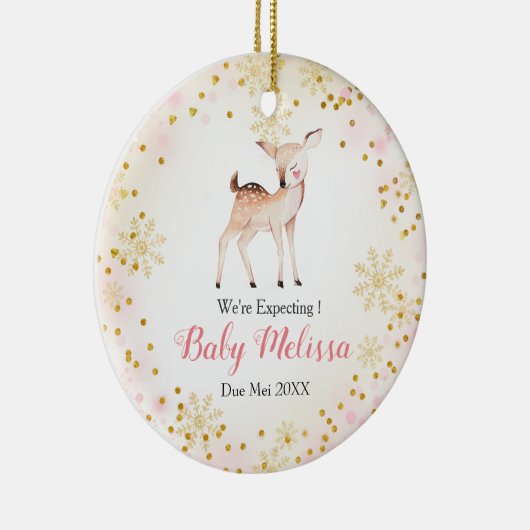 Roze diertje we verwachten ouders keramisch ornament (Rechts)