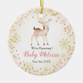 Roze diertje we verwachten ouders keramisch ornament (Voorkant)