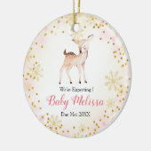 Roze diertje we verwachten ouders keramisch ornament (Links)