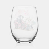 Roze Digger emmer van bloemen Wijnglas Zonder Voet (Achterkant)