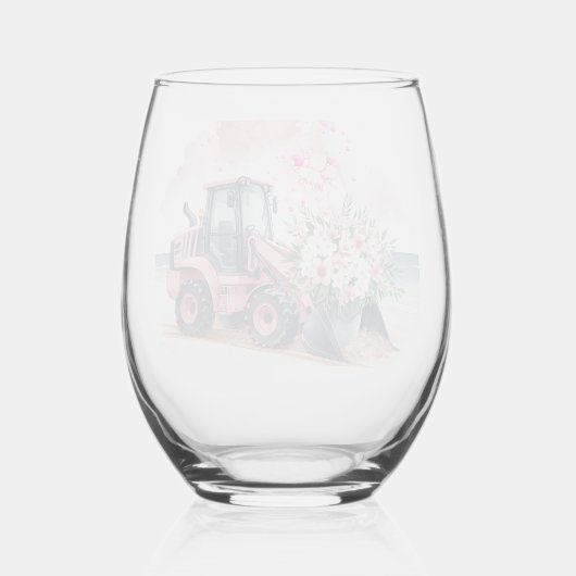 Roze Digger emmer van bloemen Wijnglas Zonder Voet (Achterkant)