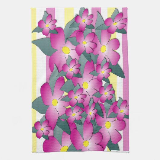 Roze digitale bloem keukenhanddoek (Verticaal)