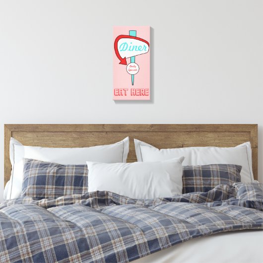 Roze diner Sign Canvas (Insitu (Slaapkamer))