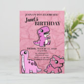 Roze Dino Kaart (Staand voorkant)