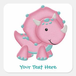 Roze Dino Vierkante Sticker