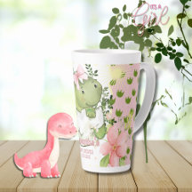Roze Dino Voetafdruk Aangepaste Mok Cadeau voor To