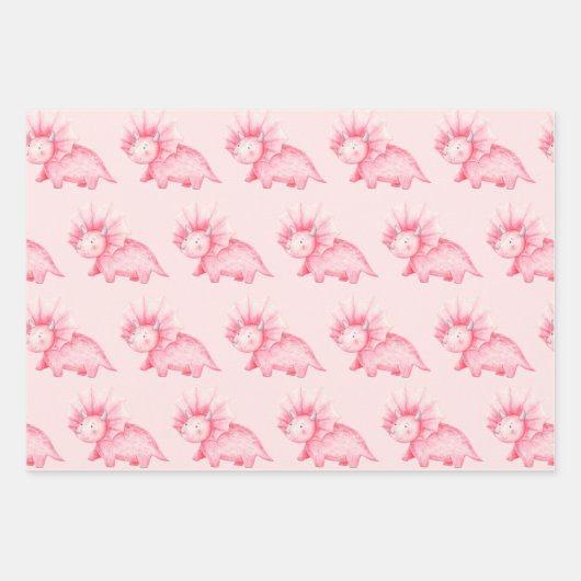 Roze dinos inpakpapier vel (Voorkant 2)