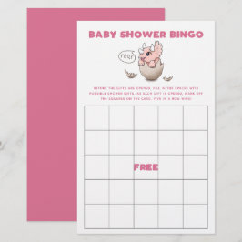 Roze Dinosaur Baby shower Bingo Game