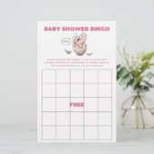 Roze Dinosaur Baby shower Bingo Game (Staand voorkant)