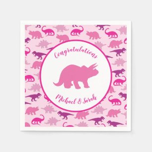 Roze Dinosaur Baby shower Cute Dino Girl Servet