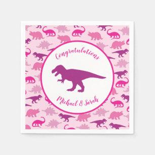 Roze Dinosaur Baby shower Cute Dino Girl Servet