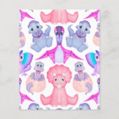 Roze Dinosaur Baby shower Ouders Advice Kaart (Achterkant)