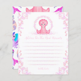 Roze Dinosaur Baby shower Ouders Advice Kaart