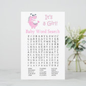Roze Dinosaur Baby shower Word Search Game (Staand voorkant)