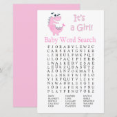Roze Dinosaur Baby shower Word Search Game (Voorkant / Achterkant)