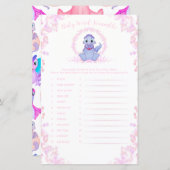 Roze Dinosaur Baby Word Scramble Baby shower Game (Voorkant / Achterkant)