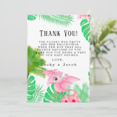 Roze Dinosaur Bird Tropical Girl Bedankt voor je k (Staand voorkant)