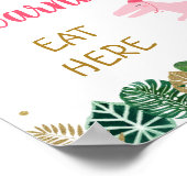 Roze Dinosaur Carnivores Birthday Food Table Sign Poster (Hoek)