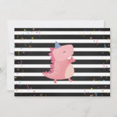 Roze Dinosaur Chalkboard Girls Dino Party Foto Bedankkaart (Achterkant)