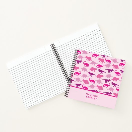 Roze Dinosaur Cute Kind Dino Notitieboek (Binnen)