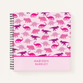 Roze Dinosaur Cute Kind Dino Notitieboek (Voorkant)