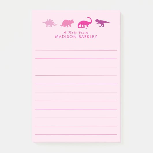 Roze Dinosaur Cute Kind Dino Post-it® Notes (Voorkant)