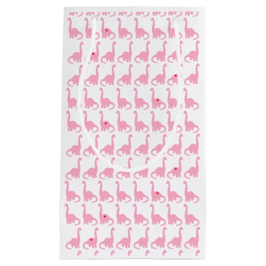 Roze Dinosaur Gift Bag Klein Cadeauzakje (Voorkant)