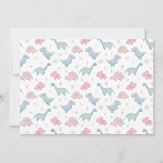 Roze Dinosaur Girl Baby Foto Geboorteaankondiging Aankondiging (Achterkant)