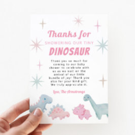 Roze Dinosaur Girl Baby shower Bedankkaart