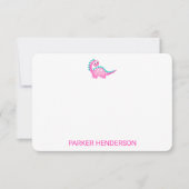Roze Dinosaur Kinder gepersonaliseerde artikelen Bedankkaart (Voorkant)