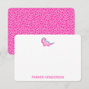 Roze Dinosaur Kinder gepersonaliseerde artikelen Bedankkaart