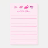Roze Dinosaur Kusjes Kind Dino Post-it® Notes (Voorkant)
