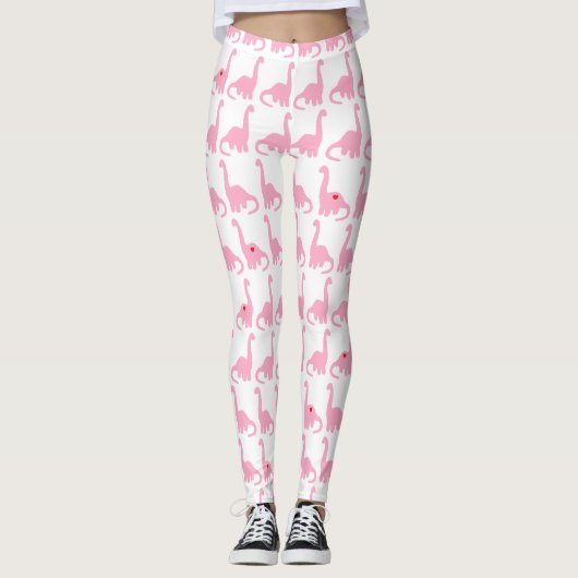 Roze Dinosaur-Leggings Leggings (Voorkant)