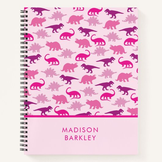 Roze Dinosaur Notitieboek (Voorkant)