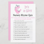 Roze Dinosaur Nursery Rhyme Quiz baby shower game (Voorkant / Achterkant)