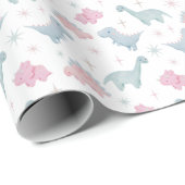 Roze Dinosaur Pattern Cadeaupapier (Rol Hoek)