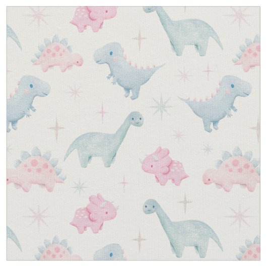 Roze Dinosaur Pattern Kinder Stof (Close Up)