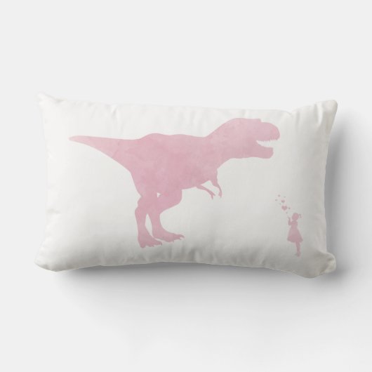 Roze Dinosaur Pillow - Girl Dinosaur Nursery Decor Kussen (Achterkant)